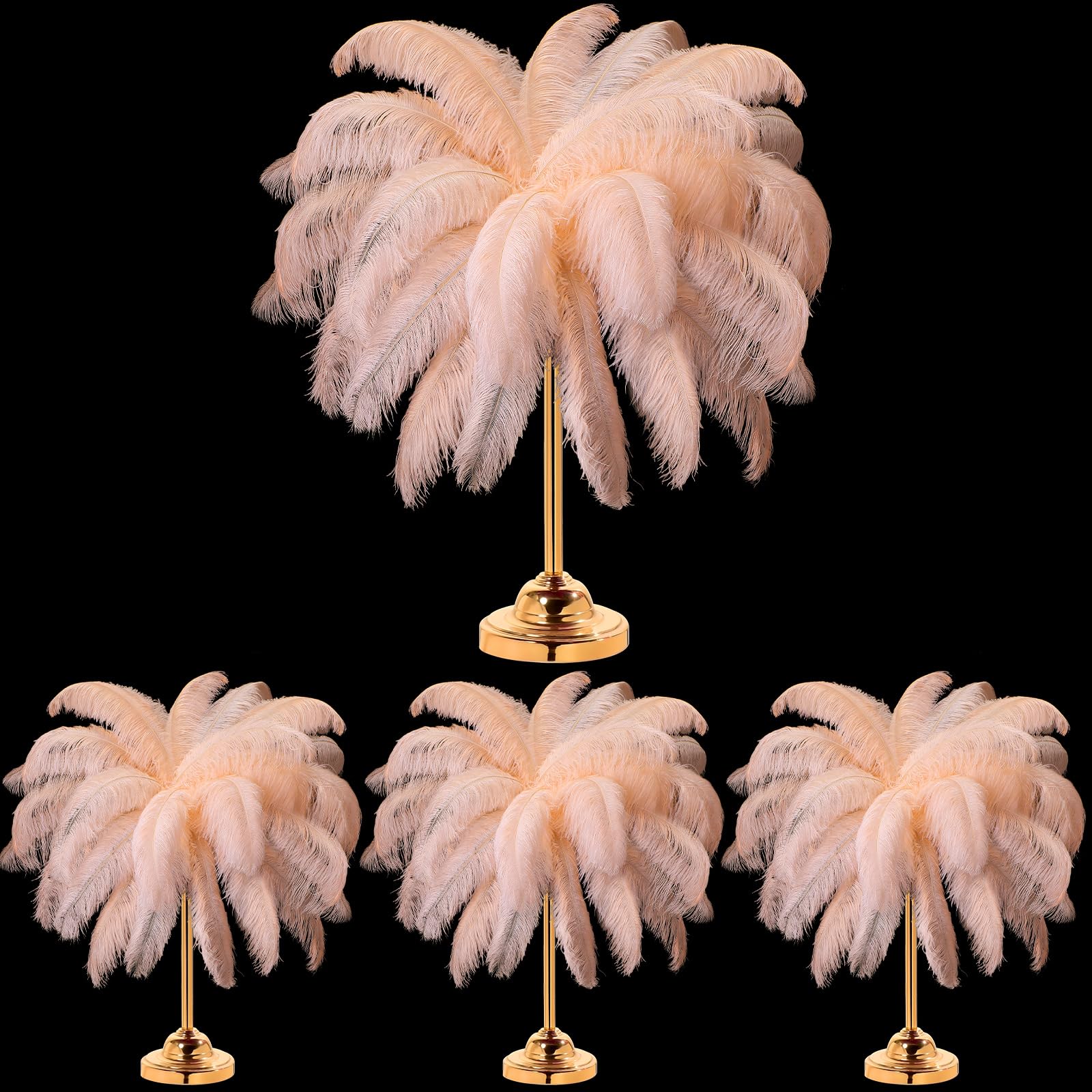 Photo 1 of Retrowavy 50 Pcs 14-16 Inches Large Natural Ostrich Feathers Bulk for Centerpieces for Wedding Party Centerpieces Home Decoration Flower Arrangement(Champagne)