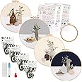 Maydear 4 Sets Embroidery Kit,Embroidery Kit for Beginners Adults, Punch Needle Kit Cross Stitch Kits with Embroidery Hoop and Instructions,Hand Embroidery Starter Kit (vase)