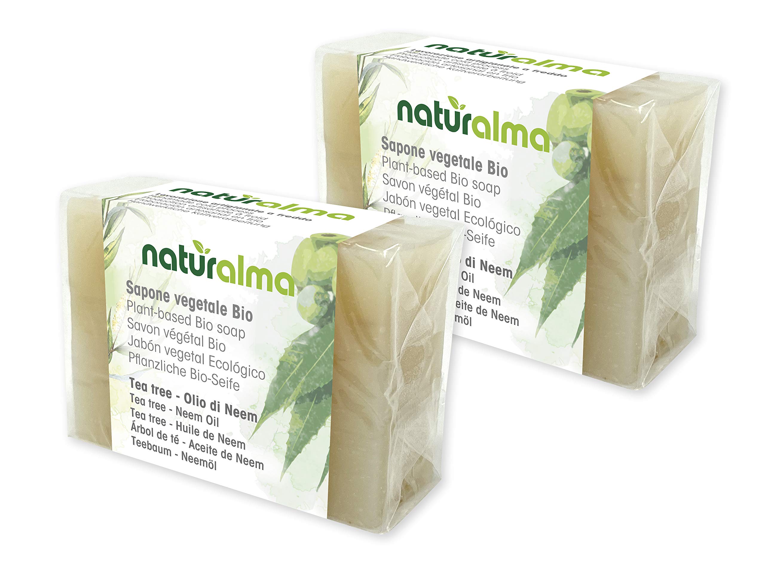 Handmade natural soap TEA TREE AND NEEM OIL Bio 2 X 100g Naturalma low temperature process Vegan