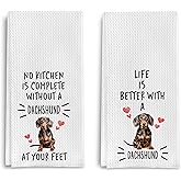Qpenm Funny Dachshund Kitchen Towels Set of 2 - Dachshund Gifts for Women, Dachshund Decor Dish Towels for Kitchen, Dachshund Gifts for Dachshund Lovers, Dachshund Hand Towels, 16x24 Inches
