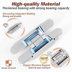 Hawaminent Upgraded Invisible Door Hinges 2 Silver