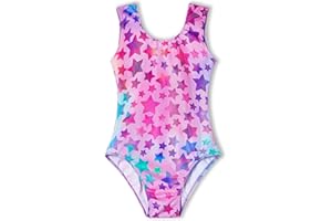 TENVDA Girls Leotards for Gymnastics Outfits Sparkle Kids One-Piece Colorful Dancewear Size 2-12 Years Old