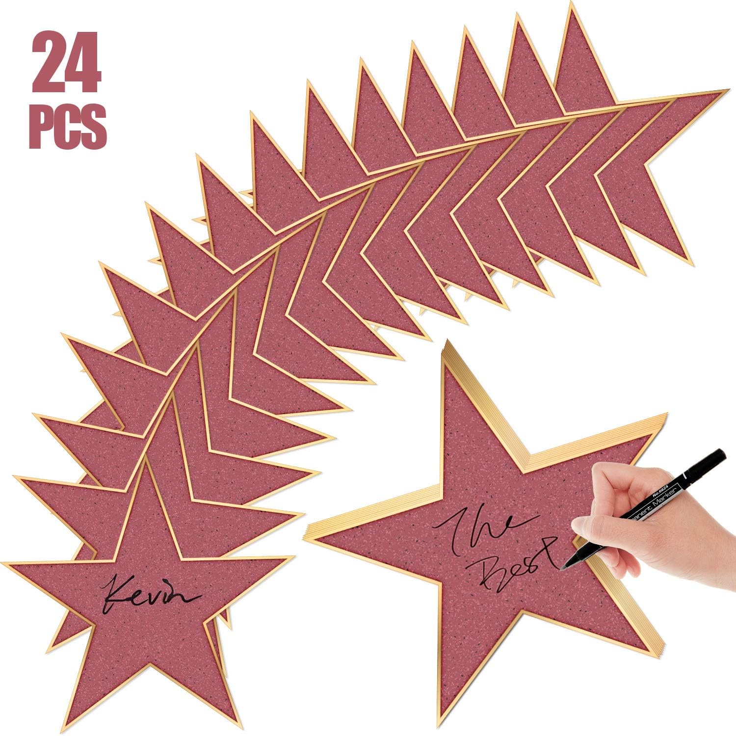24 Pieces Movie Star Cutouts Star Cardboard Movie Night Star Paper Card for Movie Night Party Decoration,11 Inches