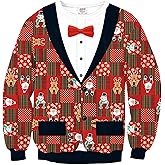 Arvilhill Mens Ugly Santa Reindeer Xmas Sweatshirt Holiday Jumper Tacky Funny Sweater 3D Graphic Print Hilarious Adult XXL
