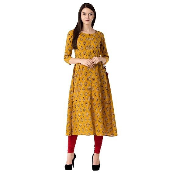 Women's A-Line Cotton Kurta (MUSTARD)
