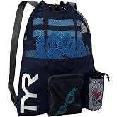 TYR Big Mesh Mummy Backpack, Navy | 40L Capacity | Mesh Drainage | Side Zip Pocket | Barrel-Lock Closure
