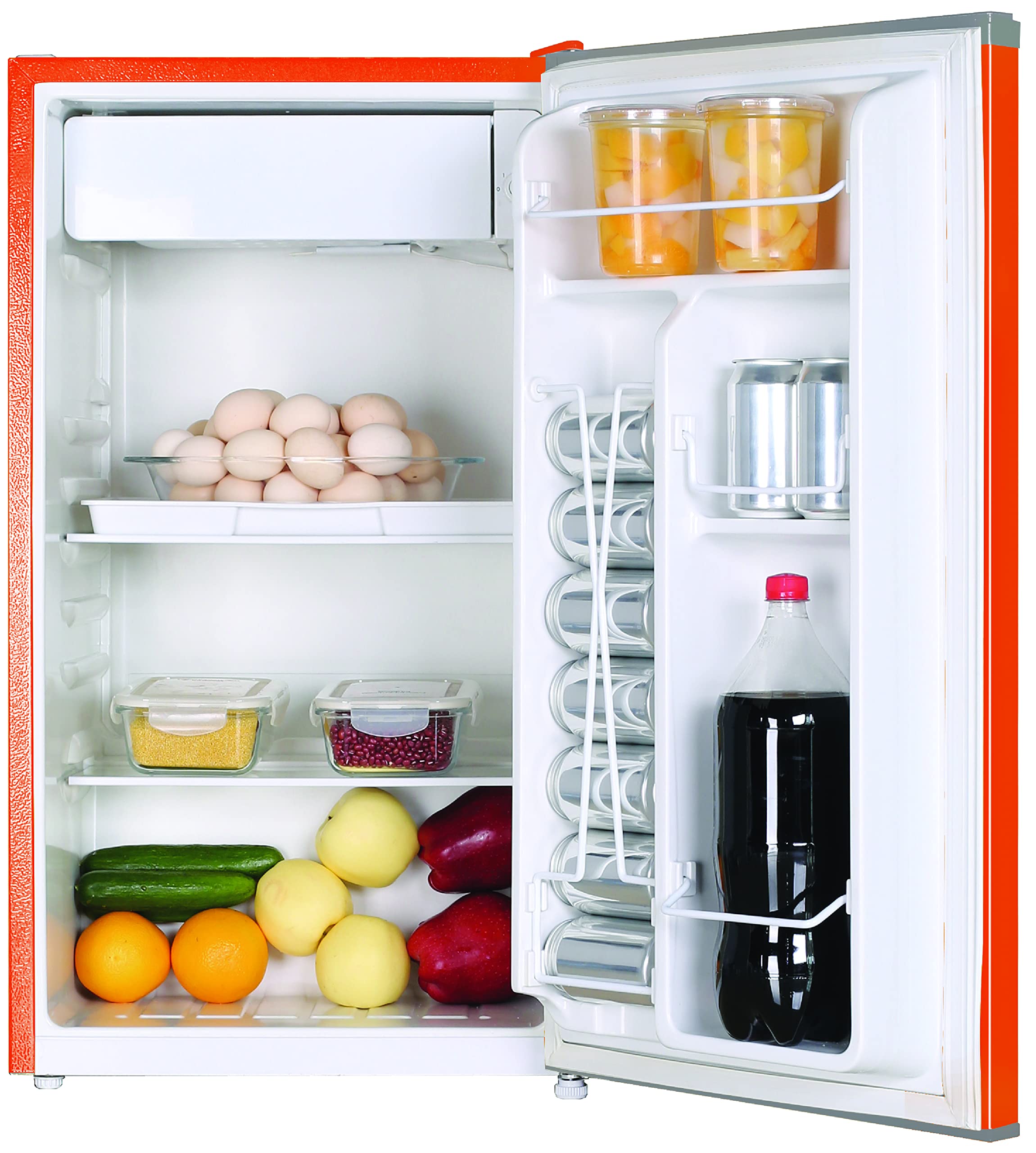 ARCTIC CHEF Mini Refrigerator-Freezer Compartment-Adjustable Thermostat Control-Reversible Doors-Ideal for Dorm, Office, RV, Garage, Apartment-ORANGE, 3.2 CU.FT