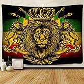F-FUN SOUL Rasta Rastafarian Tapestry, Large 80x60inches Soft Flannel, Lion Crown Flag Hippie Art Wall Hanging Tapestries for Living Room Bedroom Decor Banner GTZYFS635