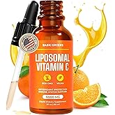 BASIC GREENS Liposomal Vitamin C Liquid 6000mg – High Absorption Liquid C Supplement for Immune Support, Antioxidant & Skin Health – Non-GMO, Vegan, Gentle Formula – 2 fl oz
