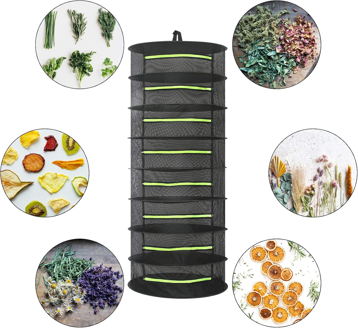 8 Layer Drying Baskets for Herbs Hanging Collapsible Mesh Drying Rack Net for Plant Hydroponics Flowers Vegetables Black - Image 5