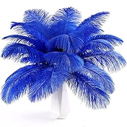 THARAHT Blue Ostrich Feathers 24pcs Natural Bulk
