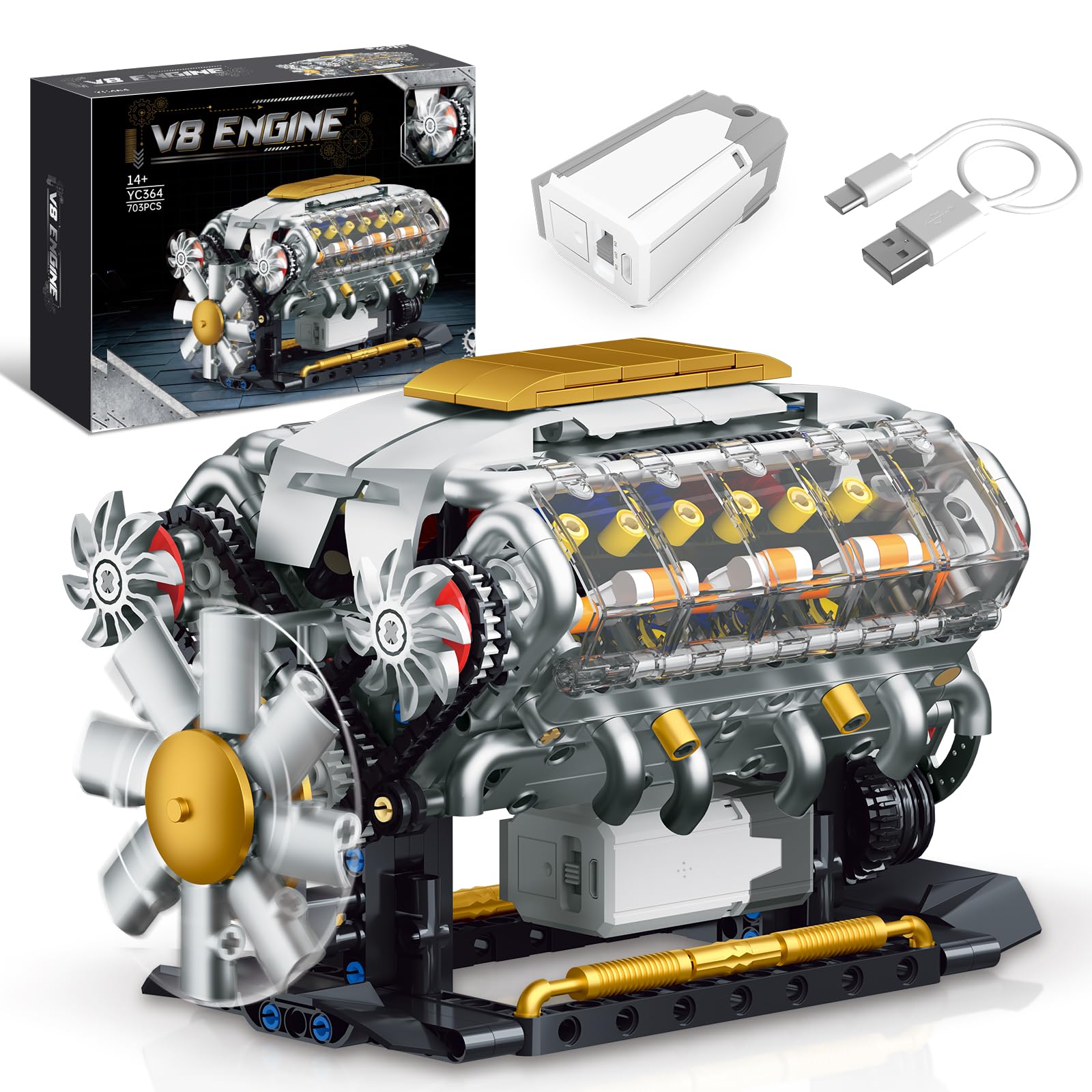 Photo 1 of *USED*
BseSparklion V8 Engine Building Kit That Runs, Build Your Own MOC Mini V8 Engine Model Toy for Adults, Compatible with Car Set, STEM Building Project for Teens & Boys 8-14+ (703 PCS)