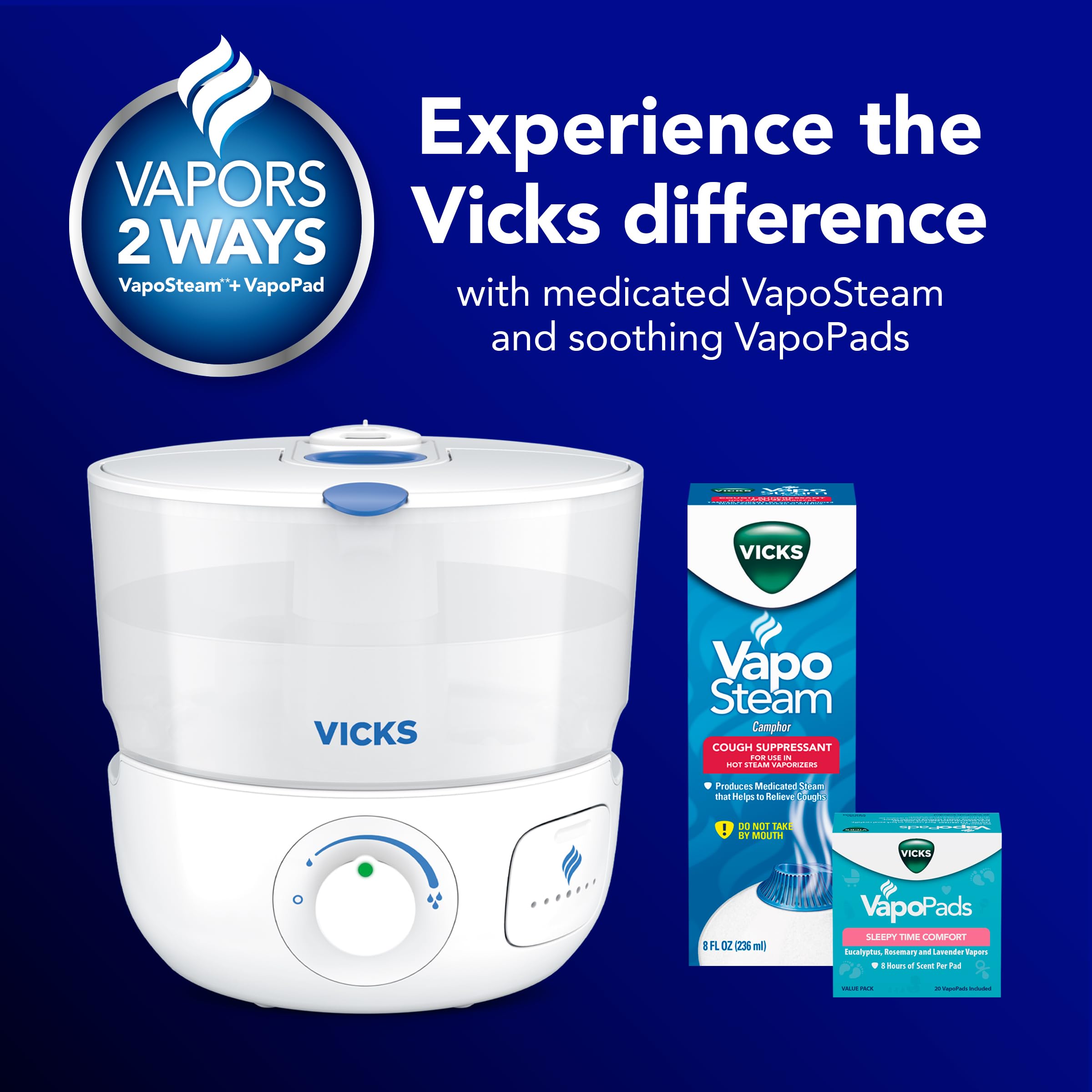 Vicks VapoSteam Medicated Liquid With Camphor, A Cough Suppressant, 8