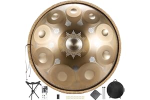 Hand Pan,Handpan Drum 22 Inches D Minor Kurd 432Hz 10 Notes Premium Steel Hand Pan Drum Instrument for Adults with Mandala Pa
