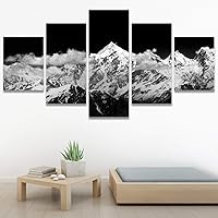 SIGNWIN 5 Panel Canvas Wall Art Monochromatic Mountains for Home Decorations Ready to Hang - 60