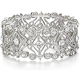 BriLove Women's Wedding Bridal Crystal Cluster Tennis Stretch Bracelet