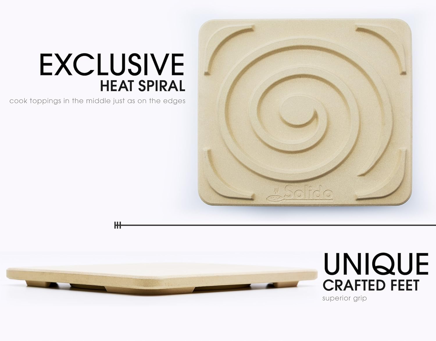 #1 Pizza Stone - Baking Stone. SOLIDO Rectangular 14"x16" - Perfect for Oven, BBQ and Grill: Kitchen & Dining