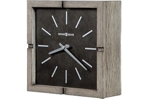 Howard Miller Fortin Mantel Clock 635-229 – Warm Gray Finish, Square Timepiece, Blackened Steel Finished Dial, Aged Silver Hands, Rustic Home Décor, Quartz Movement