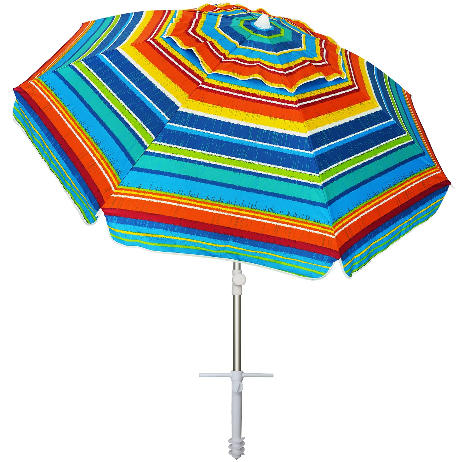 Photo 1 of ***the photo is only to the reference**AMMSUN Beach Umbrellas for Sand Heavy Duty Wind Portable, 6.5ft Outdoor Umbrella with Sand Anchor and UV Protection, Parasols Includes Carry Bag for Beach, Patio, and Garden, Yellow Stripes