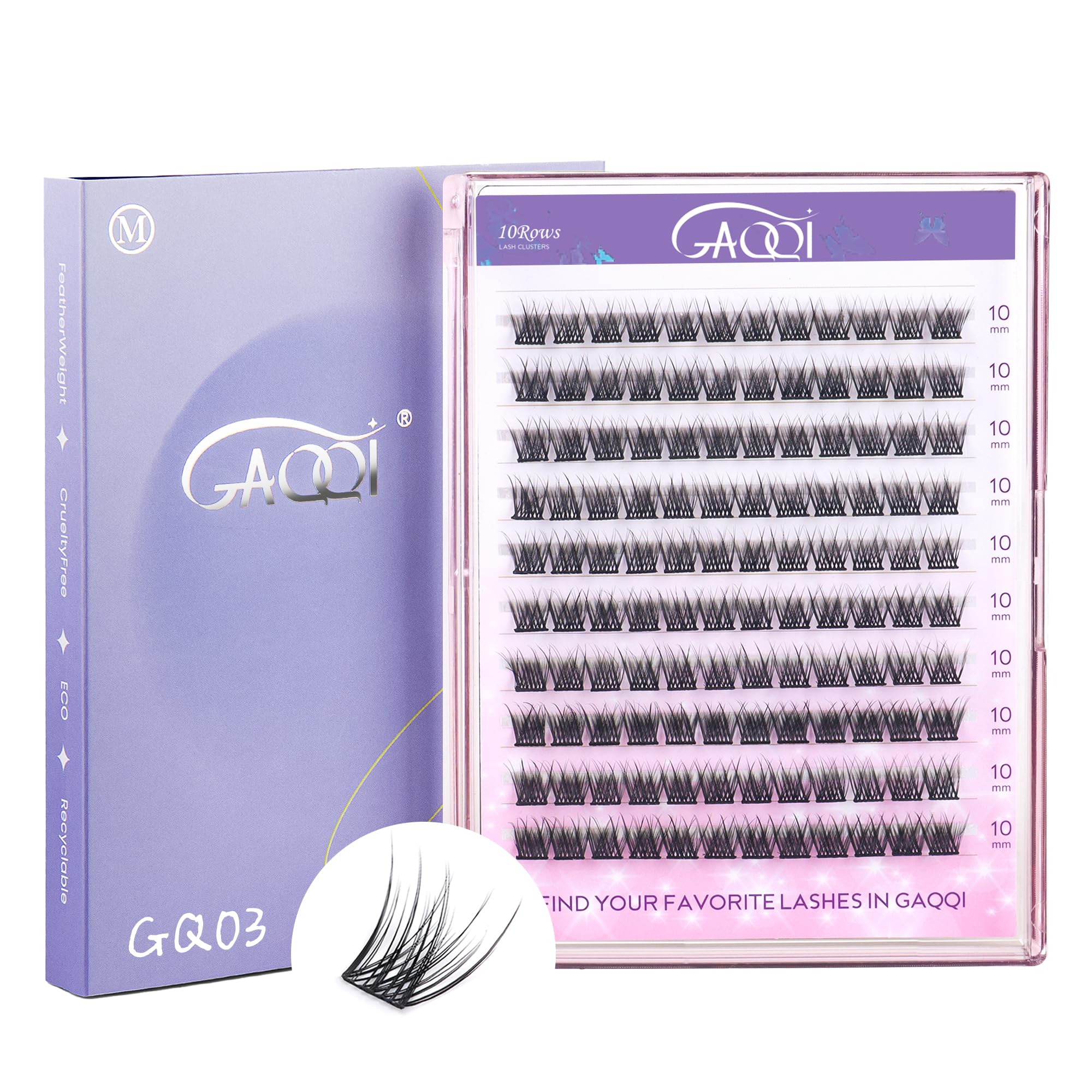 GAQQI Cluster Lashes 10mm Individual Lashes Clusters 120Pcs D Curl 10mm Eyelashes Diy Eyelash Extensions Soft Eyelashes Natural Look False Lashes At Home(GQ03-D 10mm) — image 1