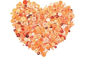 Alfykym 600-700Pcs Orange Buttons for Crafts Bulk Orange Craft Buttons Assorted Size for Sewing DIY Crafts Decoration