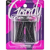 Goody Bobby Pin Box With Magnetic Top - 75 Count, Black - Slideproof And Lock In Place - Suitable For All Hair Types - Pain-F