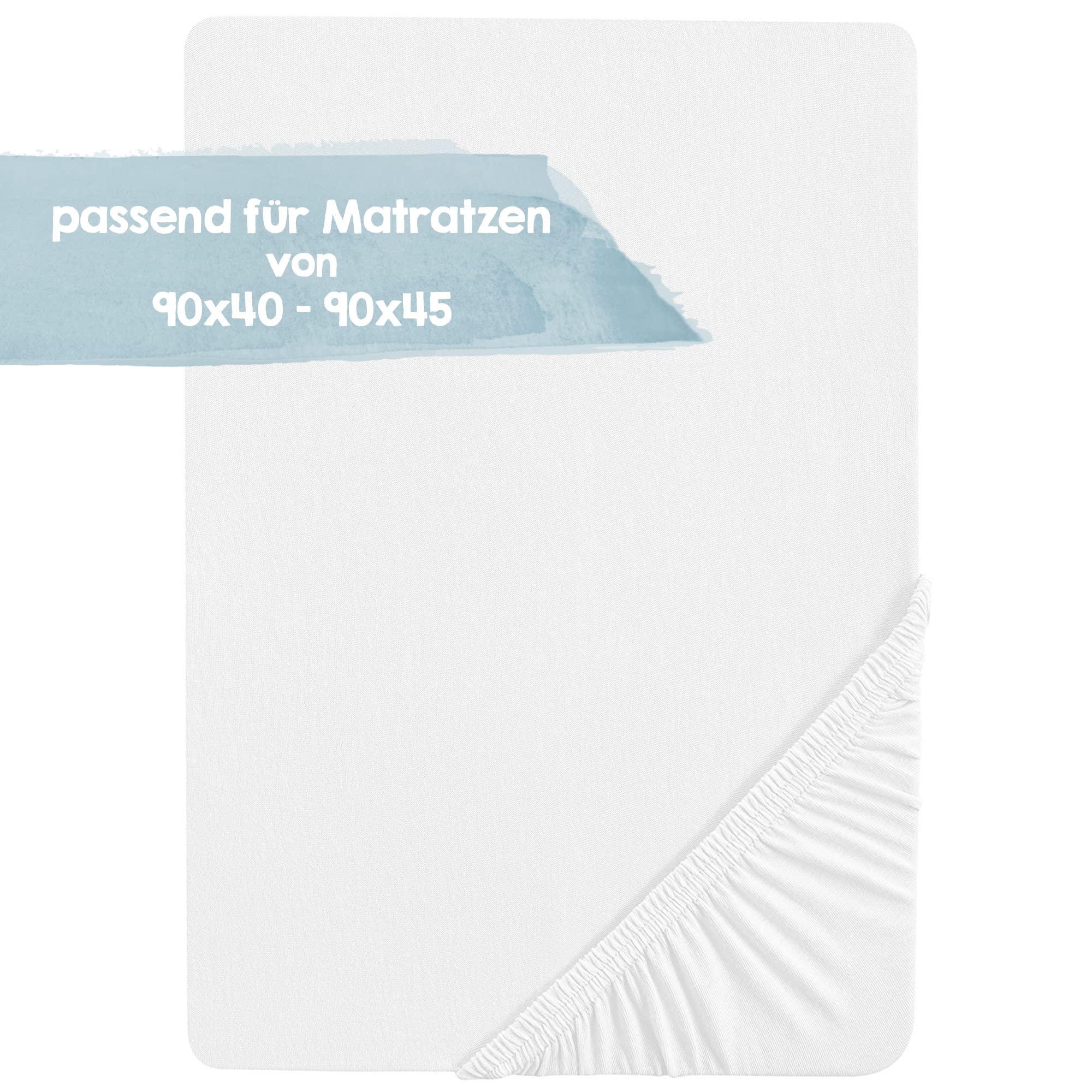 roba 0261JWE Fitted Sheet 40 x 90-45 x 90 cm, Plain, White, 1 Count (Pack of 1)