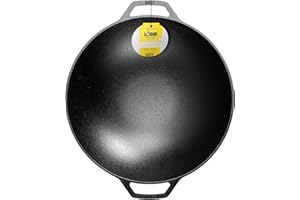 Lodge Pre-Seasoned Cast Iron Wok - Dual Assist Handle - Use in The Oven, on The Stove, or on The Grill - 14 Inch