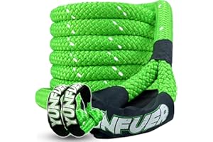 YUNFUER Heavy-Duty Kinetic Recovery Rope Kit – 86,000lbs, 1.5in x 30ft – Includes 2 Ultra-Strong UHMWPE Soft Shackles – 35%+ Elasticity for Off-Road Recovery, Towing & Emergency Use (Reflective)