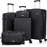 Eeeza Expandable Luggage Sets 5 Piece,Suitcases with Detachable Wheels,ABS Hard Case Luggage with TSA Lock Spinner Wheels,Carry On Luggage Set