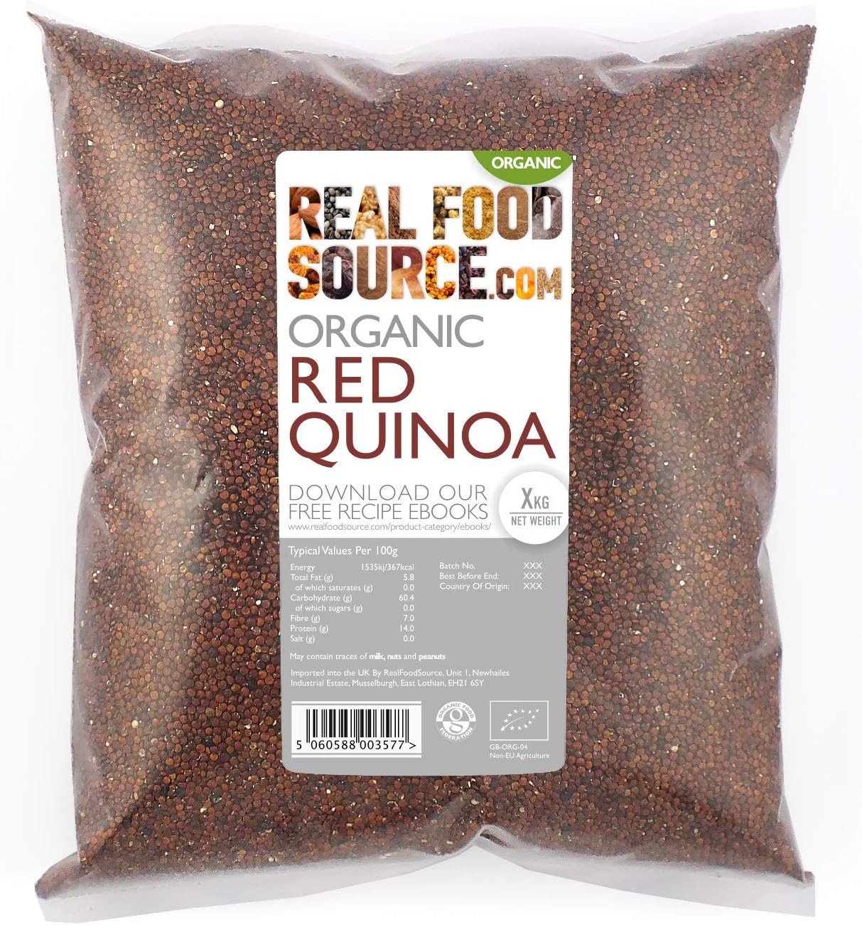 RealFoodSource Certified Organic Red Quinoa 1kg Amazon.co.uk Grocery