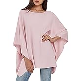 PULI Women's Pullover Poncho Sweater Oversized Loose Fit Soft Shawl Wraps Fitting Baggy Tops for Fall Winter