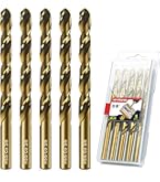 Juego De 5 Brocas De Cobalto M35 HSS 3/8 Pulgadas: Longitud Jobber, Bronce Dorado, Para Metal Duro