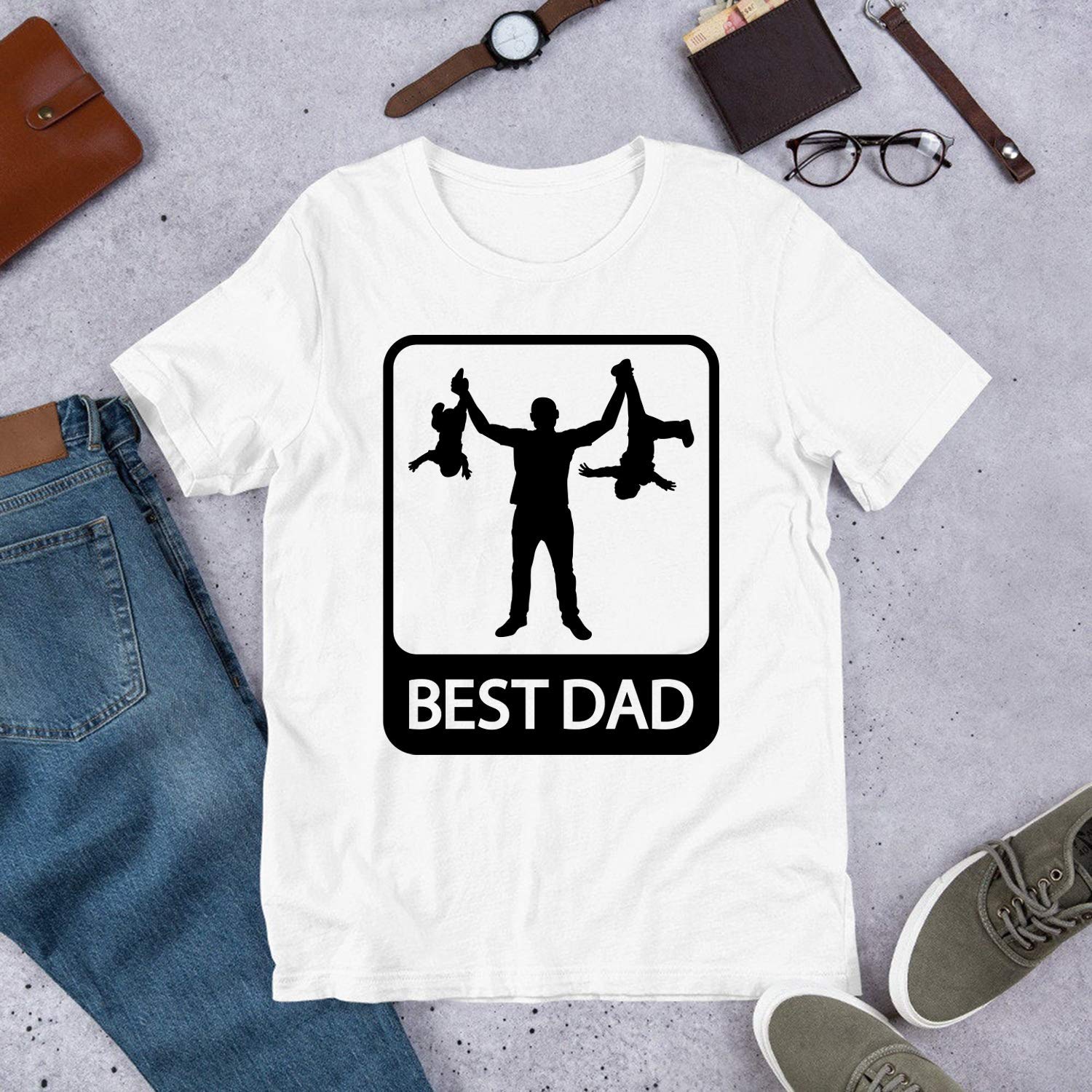 Best Dad - Silhouette Of Father And Children Gift For Woman Shirts