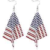 Fullive 4th of July Earrings, Patriotic Dangle Stud for Women, Hypoallergenic Hook Fourth of July Jewelry for Veterans Day