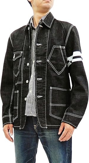 Amazon 桃太郎ジーンズ 03 118 デニム カバーオール ジャケット メンズ 出陣 ワークコート 特濃インディゴ コート ジャケット 通販