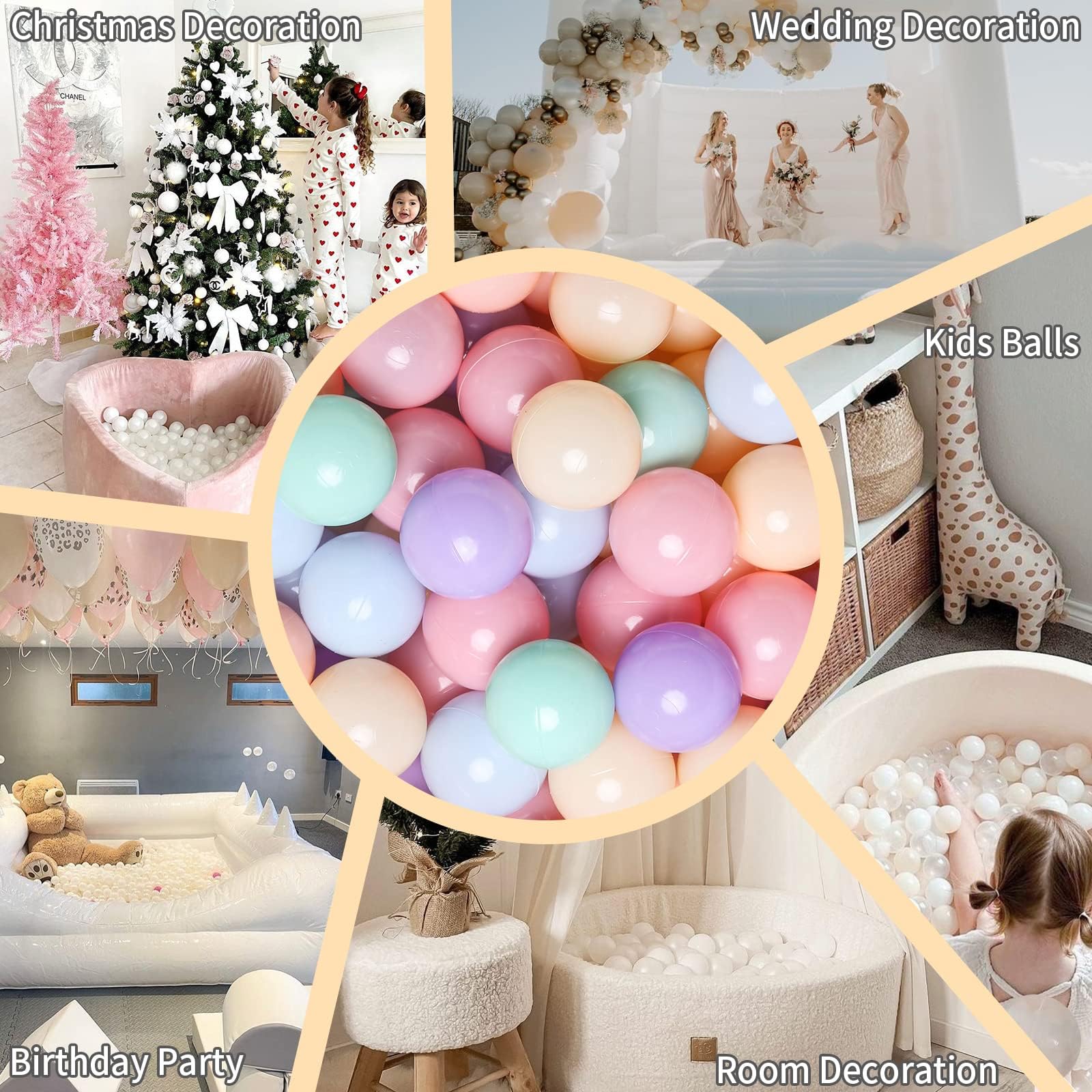 GOGOSO Ball Pits Balls for Toddlers Pack of 50 100 200 Plastics Shape Ball Non-Phthalate Non-BPA Non-Toxic 2.2-Inch Crush Proof Play Balls