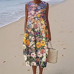 Summer Fall Midi Dresses for Women 2025 Cotton