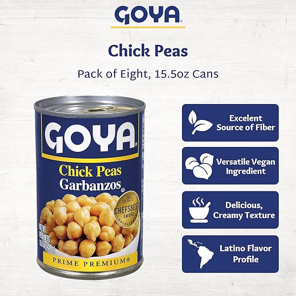 GOYA FOODS CHICK PEAS, GARBANZO BEANS, 15.5 OUNCE (PACK OF 8)