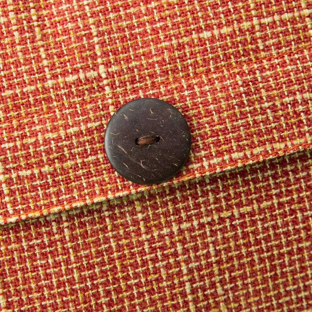 MIULEE Set of 2 Decorative Linen Throw Pillow Covers Cushion Case Triple Button Vintage Farmhouse Pillowcase for Couch Sofa Bed 18 x 18 Inch 45 x 45 cm Fall Orange: Home & Kitchen