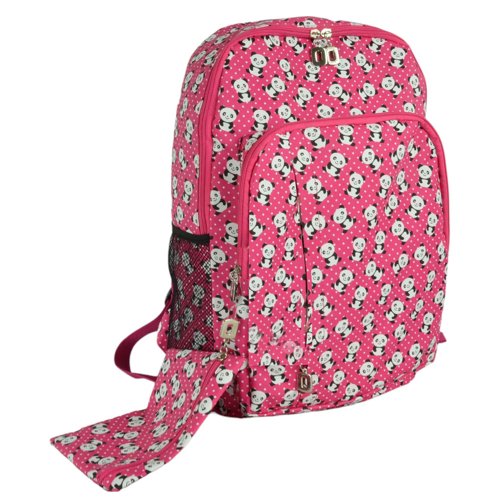 GFM® - Panda Design - Happy Backpack Colourful Bag For School, Gym, Holidays, Beach, Casual Bag - S1-Panda Pink - (EXC)(BKP-6215-PNDPLK-CRTGLB)