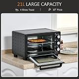 HOMCOM Mini Oven 21L Countertop Electric Grill Toaster 1400W Black view 4