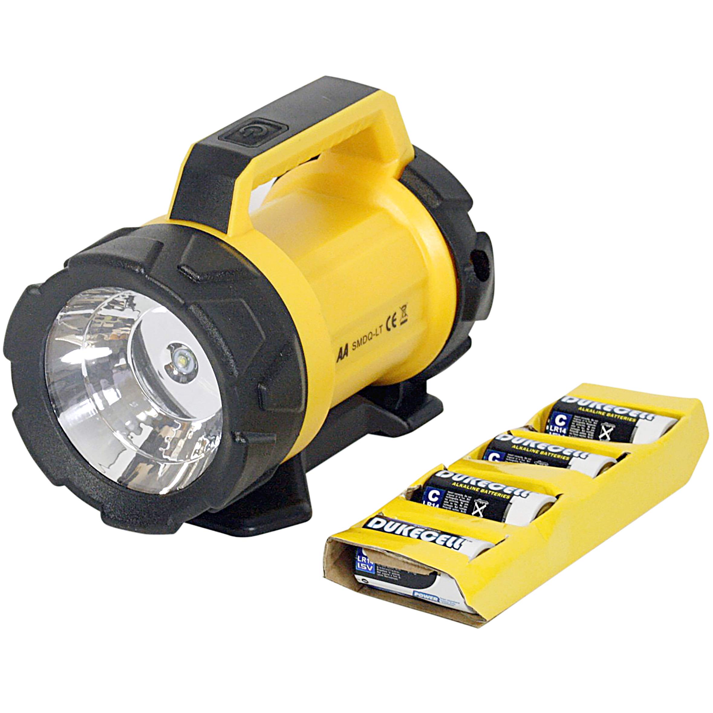 AA Heavy Duty LED Torch AA3881 – 180 m Beam Distance, Adjustable Base 6 Angles, 120 Lumens, Weatherproof, Batteries Included, Black Yellow