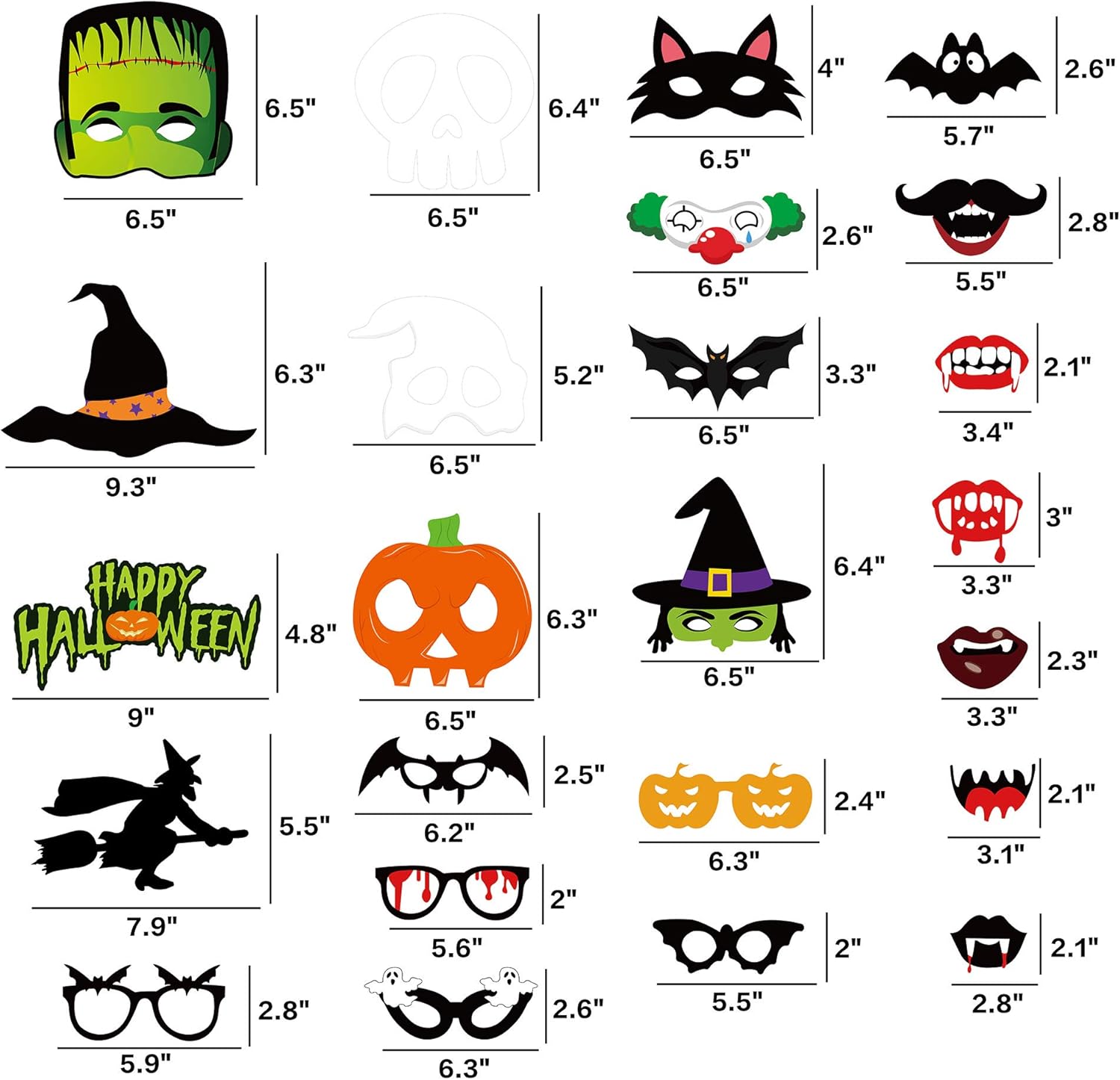 62PCS Halloween Party Decorations Set - Hallowmas Photo Booth Props Banner Balloons Pom Poms Hanging Swirls Spider Pumpkin Ornaments Supplies: Kitchen & Dining