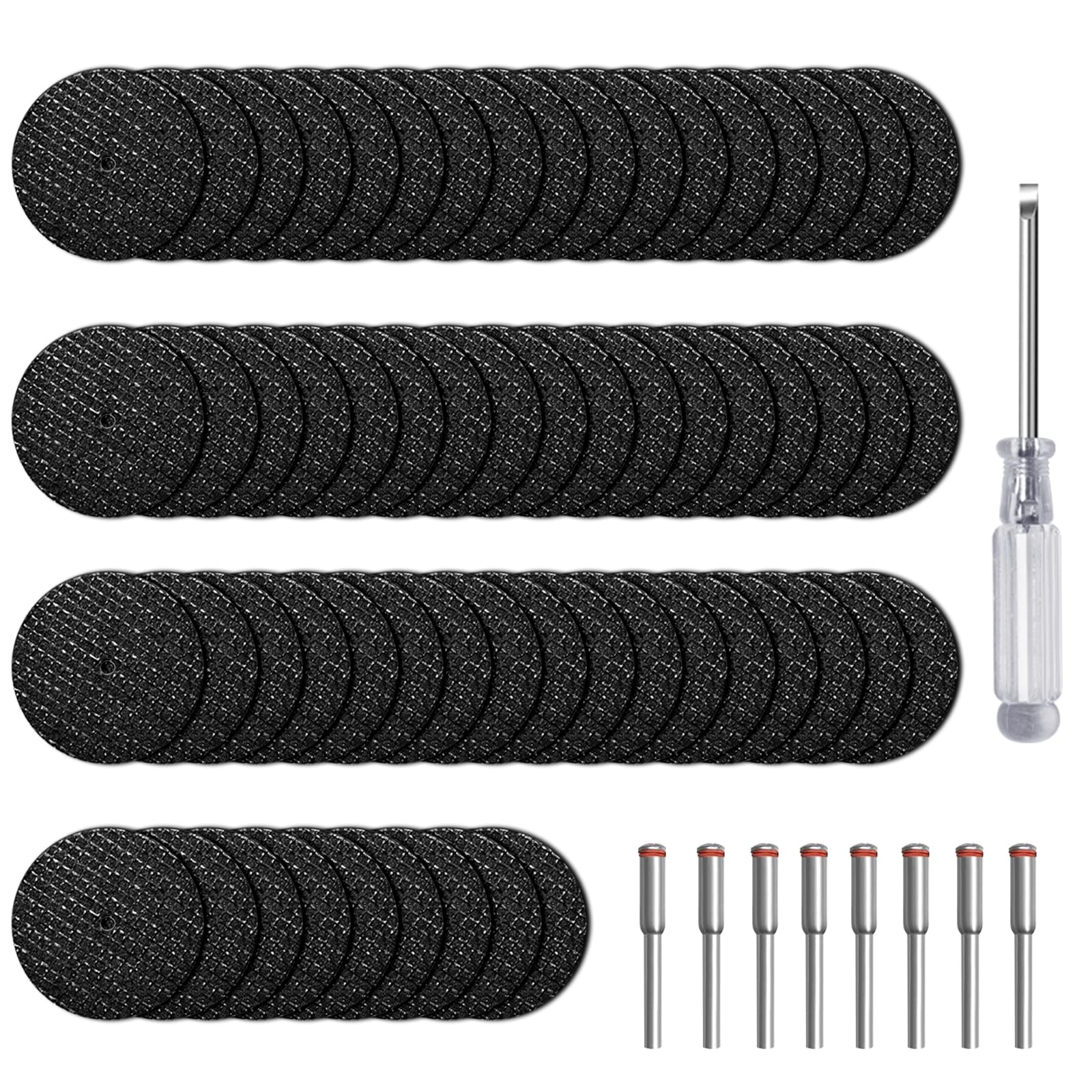 60pcs Rotary Tool Cut Off Wheels 1-1/4'' Fiberglass Reinforced Cutting Wheel Discs with 8Pcs 402 Mandrels Dremel Rotary Tool Accessories for Metal Cutting