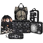 6 Pcs Compression Packing Cubes Waterproof Suitcase Travel Bag Luggage Backpack Organizer Travel Cubes for Packing-Gothic Style