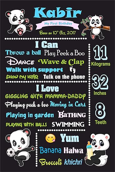 Buy Jubilant Theme Designer Panda Chalkboard Material Flex Banner