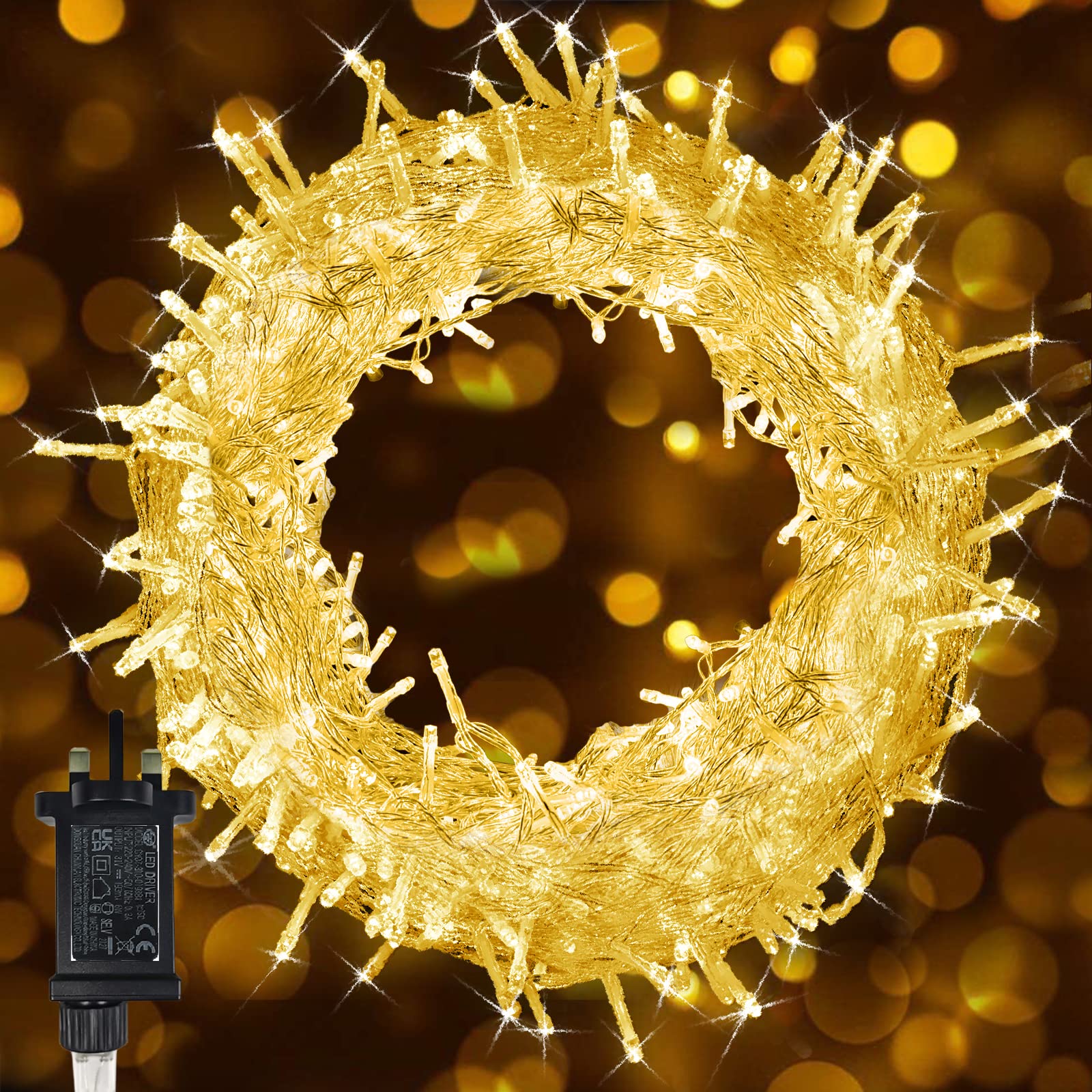 Makewete Fairy Lights Mains Powered, 30m/99Ft 300 LED Plug in String Christmas Indoor Waterproof with 8 Modes for Bedroom Wall Party Wedding Xmas Tree Decor (Warm White) (MEP026)