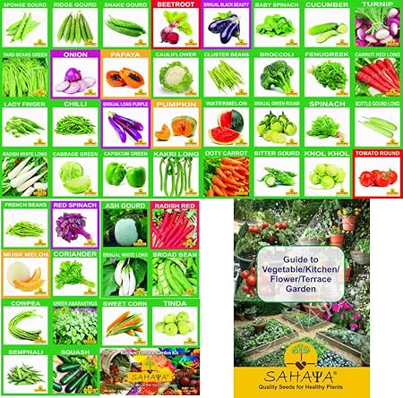 KRIWIN Sahaya 46 Varieties Of Quality Organic/Hybrid Fruits and Vegetables Seed for Kitchen/Terrace/Poly House Garden with Instruction Booklet