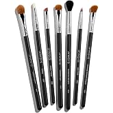 Sigma Beauty Basic Eye Brush Set - Makeup Brushes 7 Pieces Fibers &amp; Sleek | SigmaTech Synthetic Fibers With Waterproof Handles For Liquid, Cream and Powder Application Plus Durable SigmaAlloy Ferrules